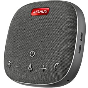 airhug bluetooth speakerphone,conference speaker with microphone,6 metes hd voice pick up,advanced noise reduction algorithm,usb-c plug & play,compatible with zoom,ms team,skype