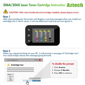 Aztech Compatible Toner Cartridge Replacement for HP 206A W2110A 206X W2110X for HP Color Pro MFP M283FDW M255DW M283CDW M283 M255 Printer Ink (Black Cyan Yellow Magenta, 4-Pack)