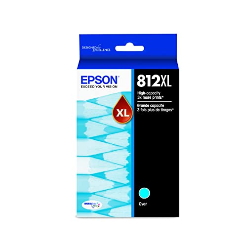 Epson T812 DURABrite Ultra Ink High Capacity Cyan Cartridge (T812XL220-S) for Select Workforce Pro Printers