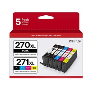 pgi-270xl cli-271xl 5 color value pack, compatible for canon 270 271 ink cartridges to use with mg5720 mg5721 mg5722 mg6820 mg6821 mg6822 ts6020 (pgbk, black, cyan, magenta, yellow)