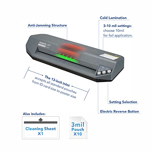 SINCHI 3-10 mil, Heavy Duty, 48-Second Warm-up Commercial Laminating Machine, Never Jam High Speed 13-inch Thermal Laminator Machine for Business/Office/School