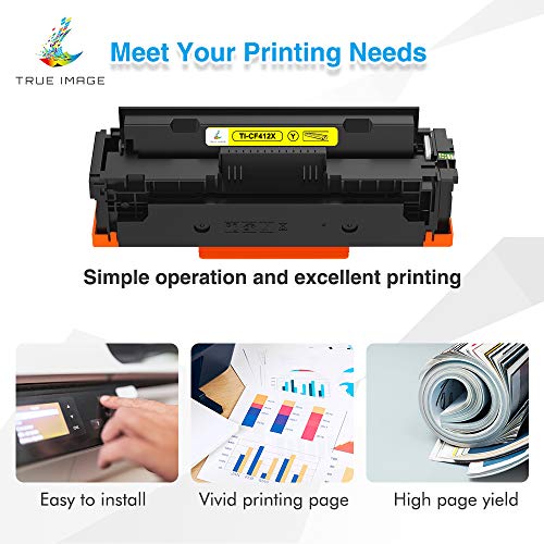 TRUE IMAGE Compatible Toner Cartridge Replacement for HP 410X 410A CF410X CF411X CF412X CF413X to use with Color Pro MFP M477fdw M477fdn M477fnw Pro M452dn M452nw M452dw Printer Toner Ink (4 Pack)