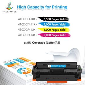 TRUE IMAGE Compatible Toner Cartridge Replacement for HP 410X 410A CF410X CF411X CF412X CF413X to use with Color Pro MFP M477fdw M477fdn M477fnw Pro M452dn M452nw M452dw Printer Toner Ink (4 Pack)