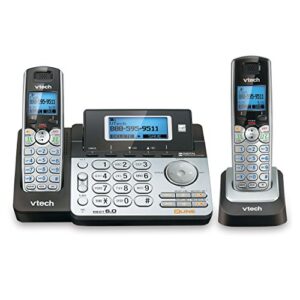 VTech DS6151-2 2 Handset 2-Line Cordless Phone System for Home or Small Business with Digital Answering System & Mailbox on each line, Silver