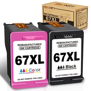 jonity remanufactured ink cartridge replacement for hp 67xl 67 xl for envy 6052 6058 6075 deskjet 2732 2755 deskjet plus 4152 4155 4158 printer(2 pack black & color) hp67xl
