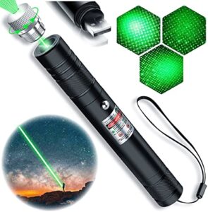 cyahvtl laser pointer, 2000 metres green long range high power handheld flashlight, rechargeable laser pointer for usb, with star cap adjustable focus suitable for projecto