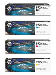 hp printing 972x genuine pagewide color and black high yield toner set (f6t84an, l0r98an, l0s01an, l0s04an)