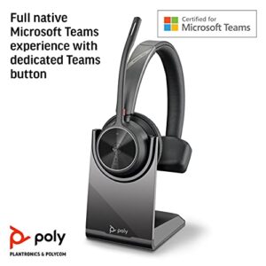 Poly - Voyager 4310 UC Wireless Headset + Charge Stand (Plantronics) - Single-Ear Headset- Connect to PC/Mac via USB-A Bluetooth Adapter, Cell Phone via Bluetooth-Works w/ Teams (Certified), Zoom&More