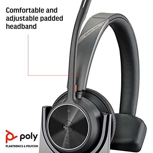 Poly - Voyager 4310 UC Wireless Headset + Charge Stand (Plantronics) - Single-Ear Headset- Connect to PC/Mac via USB-A Bluetooth Adapter, Cell Phone via Bluetooth-Works w/ Teams (Certified), Zoom&More