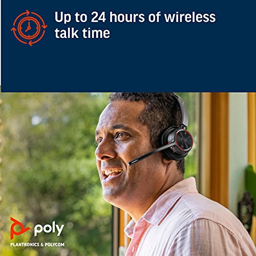 Poly - Voyager 4310 UC Wireless Headset + Charge Stand (Plantronics) - Single-Ear Headset- Connect to PC/Mac via USB-A Bluetooth Adapter, Cell Phone via Bluetooth-Works w/ Teams (Certified), Zoom&More