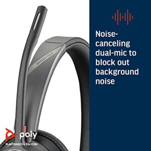 Poly - Voyager 4310 UC Wireless Headset + Charge Stand (Plantronics) - Single-Ear Headset- Connect to PC/Mac via USB-A Bluetooth Adapter, Cell Phone via Bluetooth-Works w/ Teams (Certified), Zoom&More