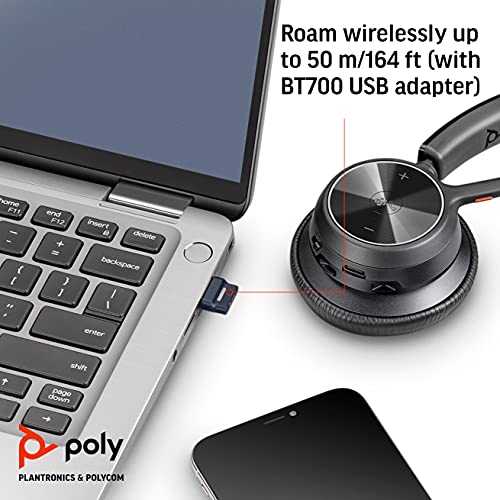 Poly - Voyager 4310 UC Wireless Headset + Charge Stand (Plantronics) - Single-Ear Headset- Connect to PC/Mac via USB-A Bluetooth Adapter, Cell Phone via Bluetooth-Works w/ Teams (Certified), Zoom&More