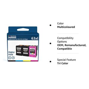 Ankink High Yield 63XL Ink Cartridge 2 Black and Color Combo Pack Replacement for HP Ink 63 XL Officejet 3830 4650 4652 4655 5200 5252 5255 5258 Envy 4520 4512 Deskjet 1112 2132 3630 3632 Printer HP63