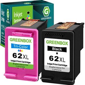 GREENBOX Remanufactured Ink Cartridge 62 Replacement for HP 62XL 62 XL for HP Envy 7640 5660 5540 5640 5642 7645 5549 Officejet 5740 5741 8040 OfficeJet 200 250 Mobile Printer (1 Black 1 Tri-Color)