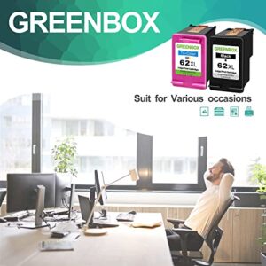 GREENBOX Remanufactured Ink Cartridge 62 Replacement for HP 62XL 62 XL for HP Envy 7640 5660 5540 5640 5642 7645 5549 Officejet 5740 5741 8040 OfficeJet 200 250 Mobile Printer (1 Black 1 Tri-Color)