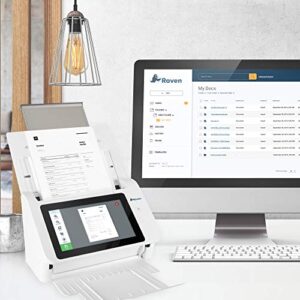 Raven Original Document Scanner - Huge Touchscreen, Color Duplex Feeder (ADF), Wireless Scanning to Cloud, WiFi, Ethernet, USB, Home or Office Desktop (2nd Gen)
