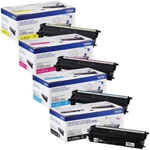 brother tn436bk super high yield and tn431 (c/m/y) standard yield toner cartridge set