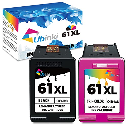 Ubinki 61XL Ink Cartridges Black Color Combo Pack High Yield Replacement for HP Ink 61 XL for Envy 4500 5530 4502 DeskJet 2540 1000 1055 1010 1510 3050 OfficeJet 4630 2620 Printer (Black Tri-Color)