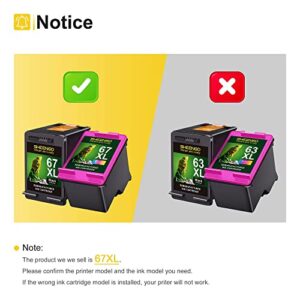 67XL Ink Cartridges Black/Color Combo Pack Replacement for HP 67XL High Yield for Envy 6055e 6055 6052 6075 Envy Pro 6455e 6455 6475 6452 6458 DeskJet 4155 2755e 2755 Printer (2 Black, 1 Tri-Color)