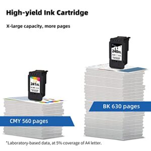 Ubinki 240XL 241XL Ink Cartridge Combo Pack for Canon PG-240XL CL-241XL 240 PG240 241 CL241 XL for Pixma MG3620 MG3600 TS5120 TS5100 MG2120 MG3520 MX452 MX512 MX532 MX472 MG2220 MG3120 MG3122 Printer