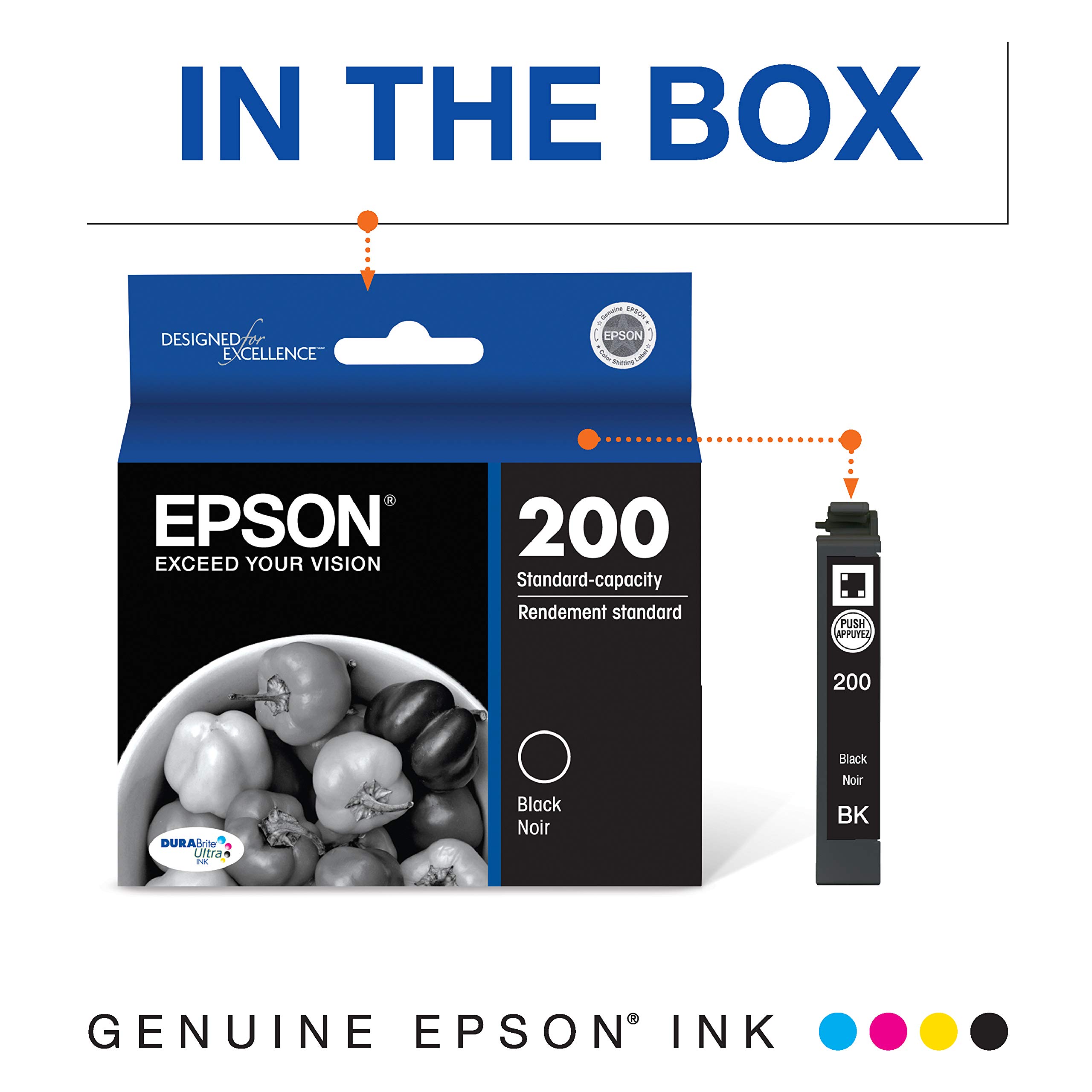 EPSON T200 DURABrite Ultra Ink Standard Capacity Black Cartridge (T200120-S) for select Epson Expression and WorkForce Printers