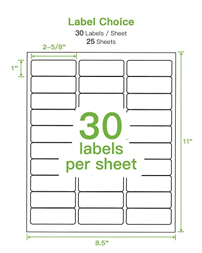 NELKO Address Labels, 1" x 2-5/8" Shipping Address Labels for Laser & Inkjet Printers, Mailing Sticker Labels, Easy to Pee for FBA Label (25 Sheets, 750 Labels)