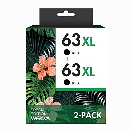 63XL Black Ink Cartridge Replacement for HP Ink 63 63XL Ink Works with HP OfficeJet 3830 4650 4655 5255 5258 5200 3833 Envy 4520 4512 DeskJet 1112 2130 3630 3633 Printer F6U62AN F6U64AN (2 Black)