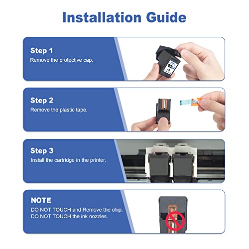 63XL Black Ink Cartridge Replacement for HP Ink 63 63XL Ink Works with HP OfficeJet 3830 4650 4655 5255 5258 5200 3833 Envy 4520 4512 DeskJet 1112 2130 3630 3633 Printer F6U62AN F6U64AN (2 Black)