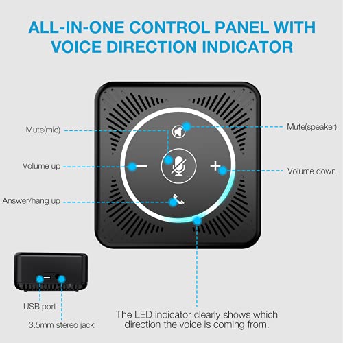 USB Speakerphone - EMEET M0 4 AI Mics Speakerphone for Conference Calls 360° Voice Pickup Conference Speakerphone for Computer Plug and Plays Computer Speaker with Microphone for 4 People