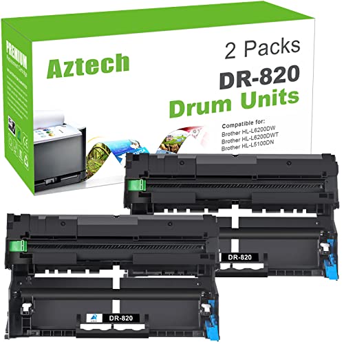 Aztech Compatible Drum Unit Replacement for Brother DR820 DR-820 DR 820 for Brother HL-L6200DW MFC-L5850DW MFC-L5900DW MFC-L6700DW MFC-L5800DW HLL6200DW HL-L5200DW HLL5100DN Printer (Black, 2-Pack)