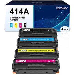 414a toner cartridges 4 pack compatible replacement for hp 414a w2020a 414x w2020x work with color pro mfp m479fdw m479fdn m454dw m454dn printer (black cyan yellow magenta)