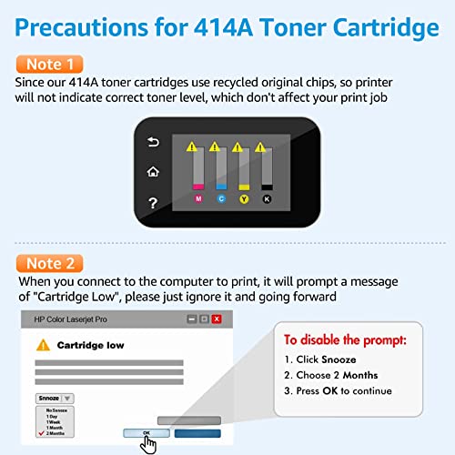 414A Toner Cartridges 4 Pack Compatible Replacement for HP 414A W2020A 414X W2020X Work with Color Pro MFP M479fdw M479fdn M454dw M454dn Printer (Black Cyan Yellow Magenta)