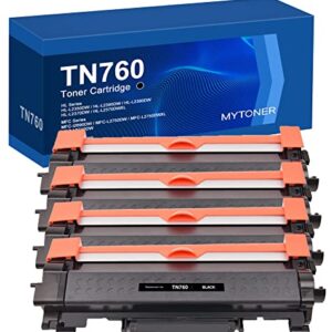 MYTONER TN760 TN-760 Remanufactured Toner Cartridge Replacement for Brother TN-760 TN730 TN-730 High Yield for MFC-L2710DW HL-L2350DW HL-L2395DW DCP-L2550DW MFC-L2750DW MFC-L2690DW Printer (4-Black)