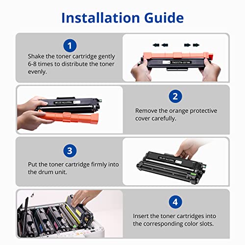 TN227 TN223 High Yield Toner Cartridge TN 227 Compatible for Brother TN-227 TN 223 for MFC-L3750CDW MFC-L3770CDW HL-L3290CDW HL-L3210CW HL-L3230CDW MFC-L3710CW Printer (4 Pack)