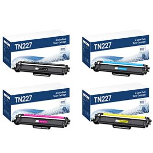 tn227 tn223 high yield toner cartridge tn 227 compatible for brother tn-227 tn 223 for mfc-l3750cdw mfc-l3770cdw hl-l3290cdw hl-l3210cw hl-l3230cdw mfc-l3710cw printer (4 pack)
