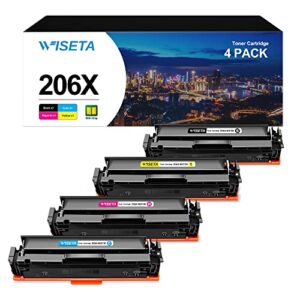 206x toner cartridges 4 pack high yield (with chip) compatible toner cartridge replacement for hp 206x 206a w2110x compatible with color laserjet pro mfp m283fdw m283cdw m255dw m282nw toner printer