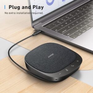 Anker PowerConf S330 USB Speakerphone, Conference Microphone for Home Office, Smart Voice Enhancement, Plug and Play, 360° Voice Coverage via 4 Microphones, and Powerful Sound