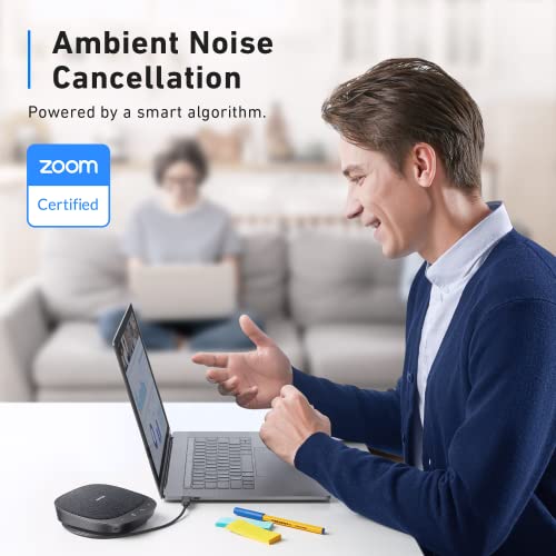 Anker PowerConf S330 USB Speakerphone, Conference Microphone for Home Office, Smart Voice Enhancement, Plug and Play, 360° Voice Coverage via 4 Microphones, and Powerful Sound