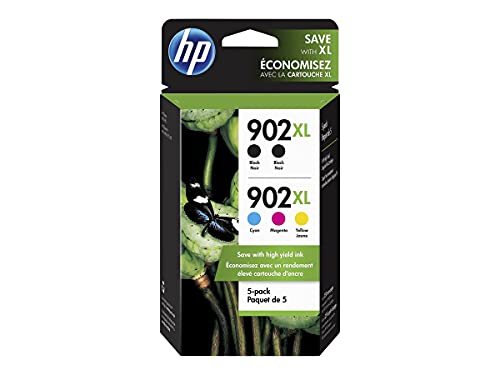 HP 902Xl (6Za01an) Ink Cartridges (Cyan Magenta Yellow Black) 5-Pack in Retail Packaging