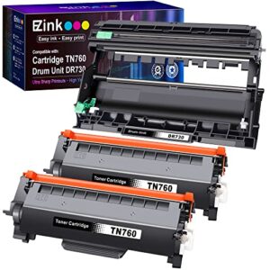 e-z ink (tm) compatible toner cartridge and drum unit replacement for brother tn760 tn-760 tn730 tn-730 dr730 to use with hl-l2350dw mfc-l2710dw printer (2 toner cartridge, 1 drum unit, black)