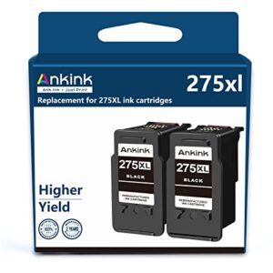 ankink 275xl remanufactured ink cartridge replacement 275 black xl pg275 for canon pg-275 compatible with canon pixma ts3520 ts3522 ts3500 tr4720 tr4700 printers (2 pack)