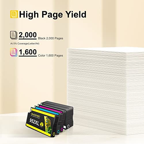 952XL Ink Cartridges Combo Pack Replacement for HP 952 XL 952XL Ink Cartridges High Yield to use with Officejet Pro 7740 8210 8710 8720 8740 8715 7720 8725 8730 Printer (Black, Cyan, Magenta, Yellow)