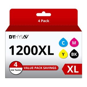 dyhyin 1200xl compatible ink cartridges replacement for maxify pgi 1200 to use with mb2720 mb2320 mb2020 mb2120 mb2350 mb2050 printer (1 black, 1 cyan, 1 magenta, 1 yellow) 4 pack