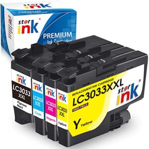 starink compatible ink cartridge replacement for brother lc3033 xxl lc3033xxl 3033 lc3035 3035 work for mfc-j995dw mfc-j995dwxl mfc-j815dw mfc-j805dw mfc-j805dwxl printer (bk/c/m/y), 4 packs