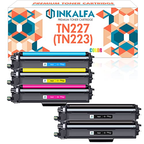 inkalfa Compatible TN227 TN-227 Toner Cartridge Replacement for Brother TN227 TN223 TN 227 223 HL-L3290CDW MFC-L3770CDW MFC-L3750CDW HL-L3270CDW HL-L3210CW Printer (TN-227BK/C/M/Y High Yield, 5 Pack)