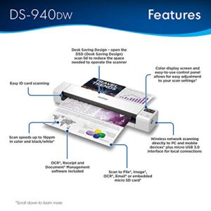 Brother DS-940DW Duplex and Wireless Compact Mobile Document Scanner