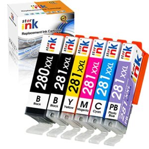 starink compatible ink cartridge replacement for canon 280 281 xxl pgi-280xxl cli-281xxl for pixma ts8320 ts9120 ts8220 ts8120 ts9100 ts8300 ts8200 ts8222 ts8322 printer(pgbk/pb/bk/c/m/y) 6-pack