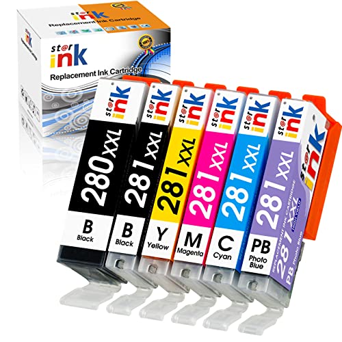 starink Compatible Ink Cartridge Replacement for Canon 280 281 XXL PGI-280XXL CLI-281XXL for Pixma TS8320 TS9120 TS8220 TS8120 TS9100 TS8300 TS8200 TS8222 TS8322 Printer(PGBK/PB/BK/C/M/Y) 6-Pack