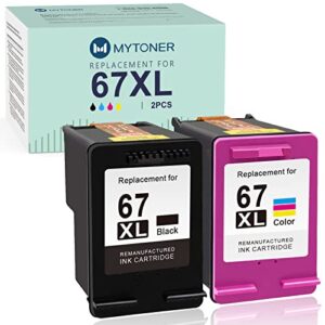 mytoner 67xl remanufactured ink cartridge replacement for hp 67xl 67 xl 67 ink high yield for hp deskjet 2755 2725 2723 2722 1255 plus 4152 4155 envy pro 6458 6455 6052 printer (black, color, 2 pack)