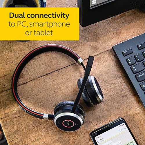 Jabra Evolve 65 UC Wireless Headset, Mono – Includes Link 370 USB Adapter – Bluetooth Headset with Industry-Leading Wireless Performance, Passive Noise Cancellation, All Day Battery